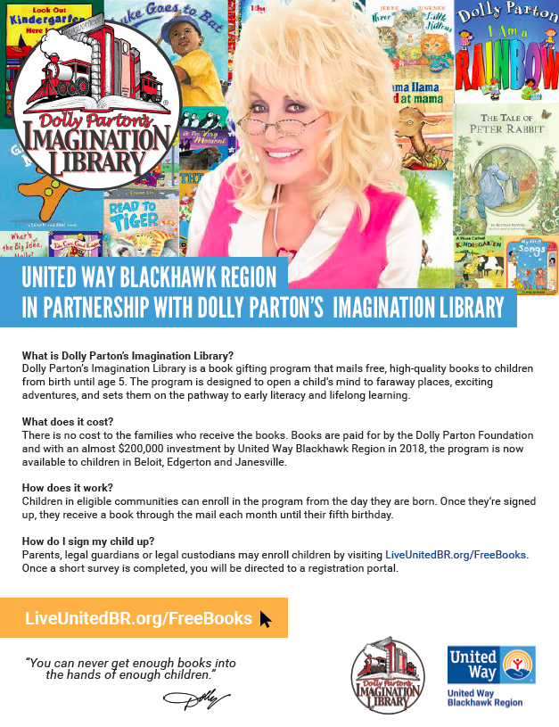Imagination Library United Way Blackhawk Region Text